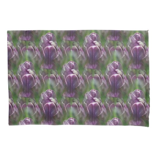 Housse D'oreillers Motif de la nature des fleurs de tulipe violet   (devant)