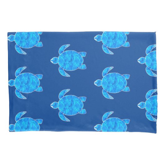 Housse D'oreillers Motif de la tortue bleue  (devant)