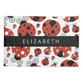 Housse D'oreillers Motif De Ladybugs, Red Ladybugs, Votre Nom (Dos)