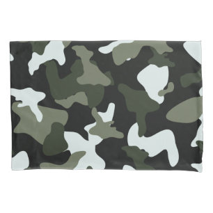 Housse D'oreillers motif de l'armée de camouflage blanc vert