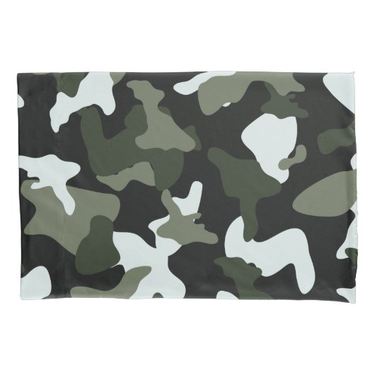 Housse D'oreillers motif de l'armée de camouflage blanc vert (devant)