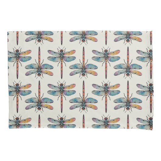 Housse D'oreillers Motif de libellule colorée (devant-gauche)