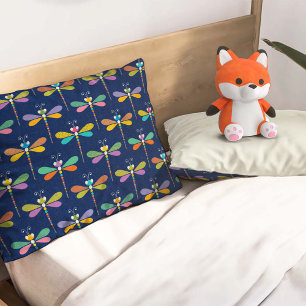 Housse D'oreillers Motif de libellule mignonne sur fond bleu