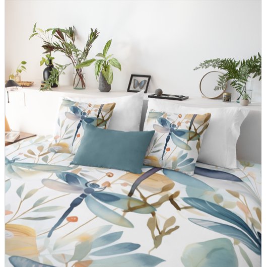 Housse D'oreillers Motif de libellules aquarelle