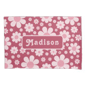 Housse D'oreillers Motif de marguerite rétro rose (devant)