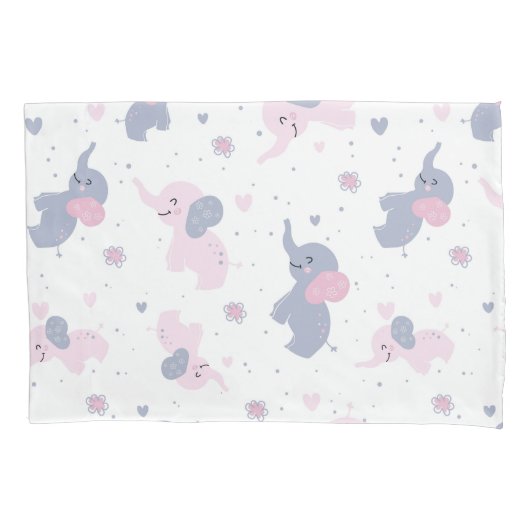 Housse D'oreillers Motif de mignons éléphants de caricature (devant)