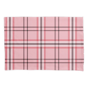 Housse D'oreillers Motif de mode à carreaux rose et gris élégant