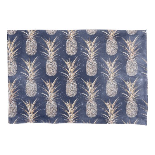 Housse D'oreillers Motif de nébuleuse aux ananas dorés (devant)