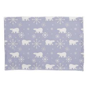 Housse D'oreillers Motif de Noël avec ours polaires et flocons de nei