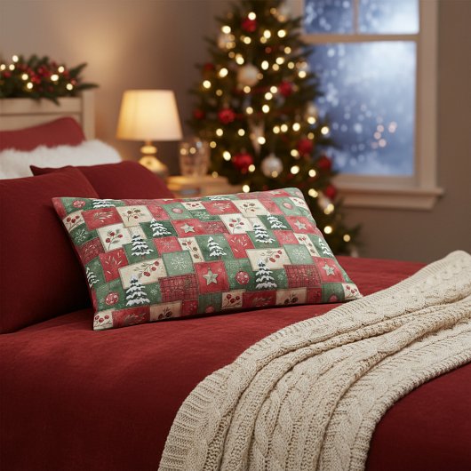Housse D'oreillers Motif de Noël en patchwork de campagne