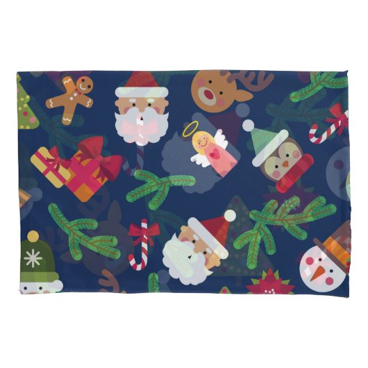 Housse D'oreillers Motif de Noël festif, design de vacances. (devant)