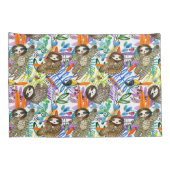 Housse D'oreillers Motif de paresse d'aquarelle de bande dessinée (Dos-Droit)