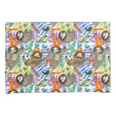 Housse D'oreillers Motif de paresse d'aquarelle de bande dessinée (devant-Droit)