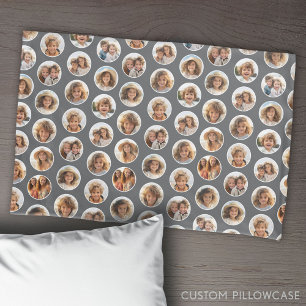 Housse D'oreillers Motif de photo circulaire - 12 images - noir