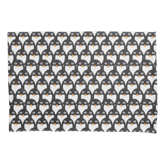 Housse D'oreillers Motif de pingouin de dessin blanc noir (devant)