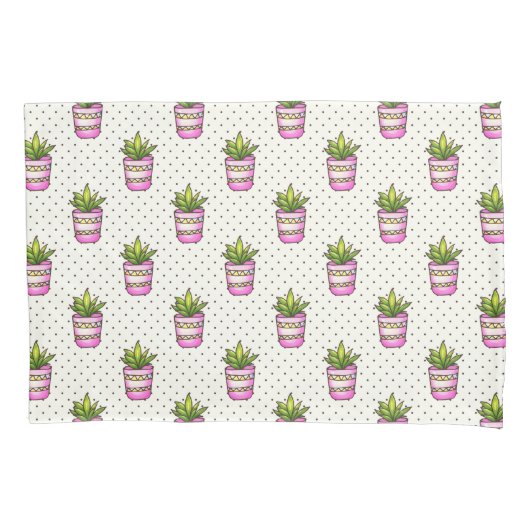 Housse D'oreillers Motif de point succulent de polka d'aquarelle (devant-gauche)