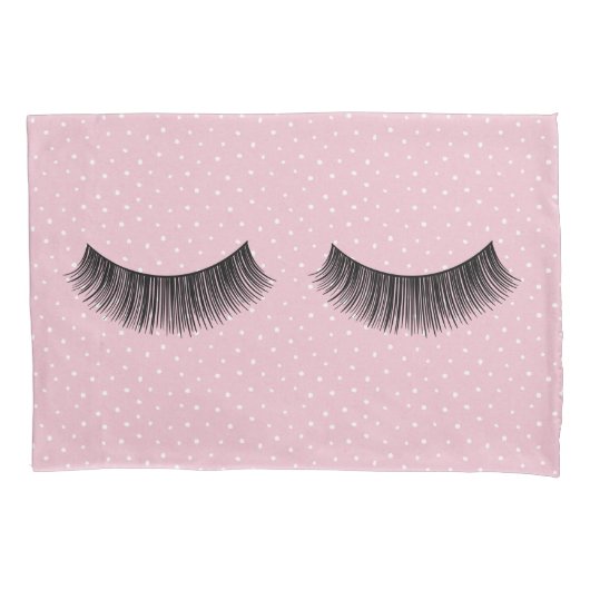 Housse D'oreillers Motif de points d'éjaculation noir sur rose et bla (devant-gauche)