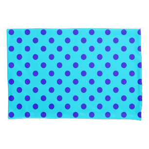Housse D'oreillers Motif de points polka cyan sur fond bleu Design