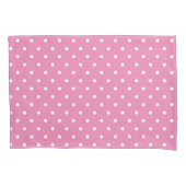 Housse D'oreillers Motif de points Polka rose et blanc (devant-gauche)