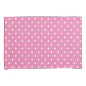 Housse D'oreillers Motif de points Polka rose et blanc (devant-Droit)