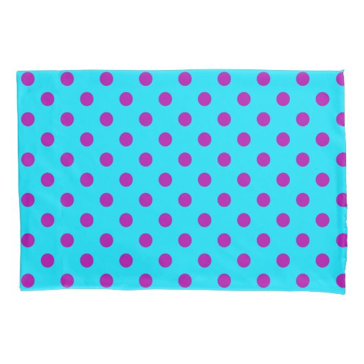 Housse D'oreillers Motif de pois violet sur fond bleu (devant)