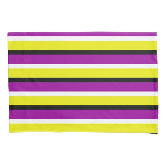 Housse D'oreillers Motif de rayures violet jaune (devant)