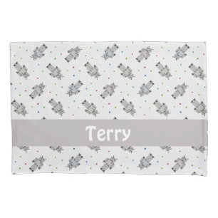 Housse D'oreillers Motif de robots gris