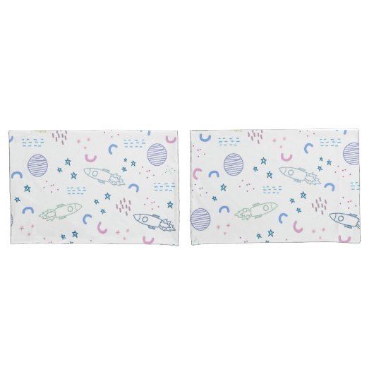 Housse D'oreillers Motif de roquettes spatiales mignonnes | Pilote (devant-Set)