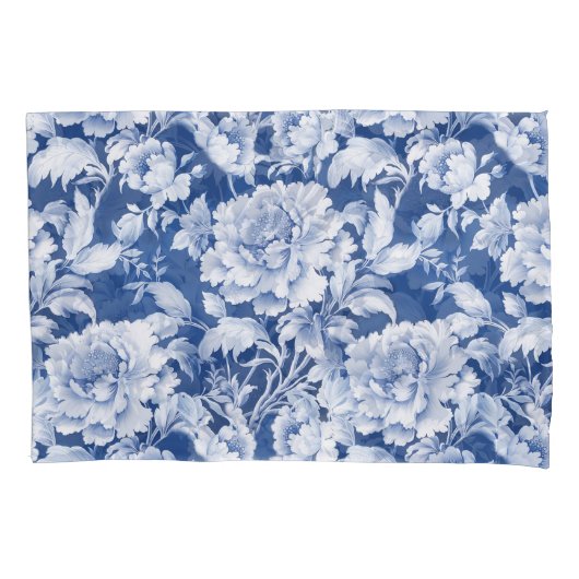 Housse D'oreillers Motif de rose blanc/bleu pâle (devant)