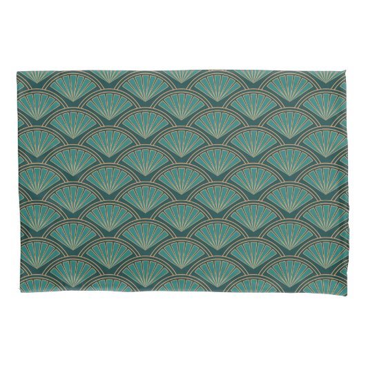 Housse D'oreillers Motif de style Art déco en vert turquoise (devant)