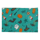 Housse D'oreillers Motif de style plat Halloween Turquoise. (Dos)