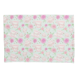 Housse D'oreillers Motif de tasses à thé Rose Chic Shabby