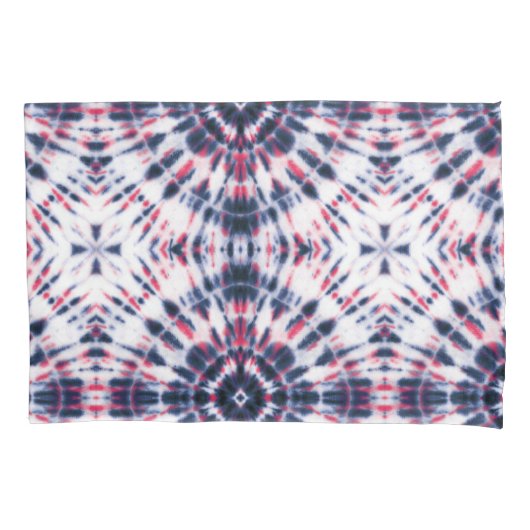 Housse D'oreillers Motif de teinture bleu et rouge (devant-gauche)