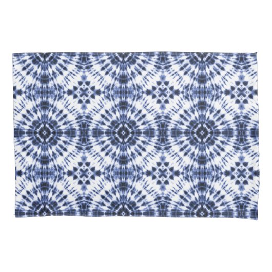 Housse D'oreillers Motif de teinture bleu foncé (devant-gauche)