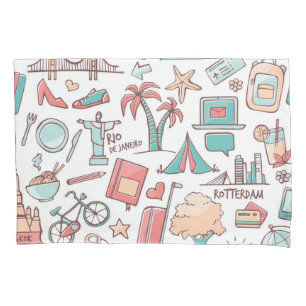 Housse D'oreillers Motif de touristes en pastel
