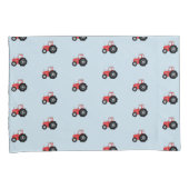 Housse D'oreillers Motif de tracteur rouge avec nom d'enfant (devant-Droit)