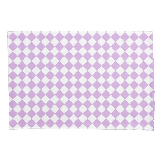 Housse D'oreillers Motif de vérification violet et blanc standard (devant-gauche)