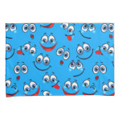 Housse D'oreillers Motif de visage de dessin bleu (devant-Droit)