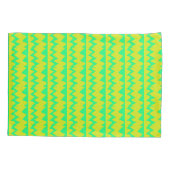 Housse D'oreillers Motif de zigzag néon vert clair et jaune (Dos)