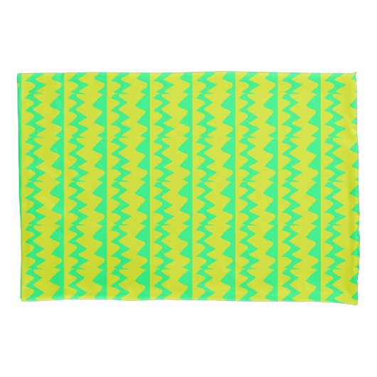 Housse D'oreillers Motif de zigzag néon vert clair et jaune (devant)