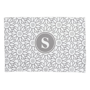 Housse D'oreillers Motif décoré d'un monogramme de tournesol