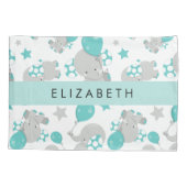 Housse D'oreillers Motif D'Eléphants, Eléphants Mignons, Votre Nom (Dos)