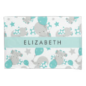 Housse D'oreillers Motif D'Eléphants, Eléphants Mignons, Votre Nom (devant)