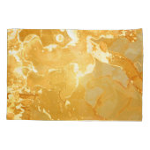 Housse D'oreillers Motif d'encre de marbre jaune doré (Dos)