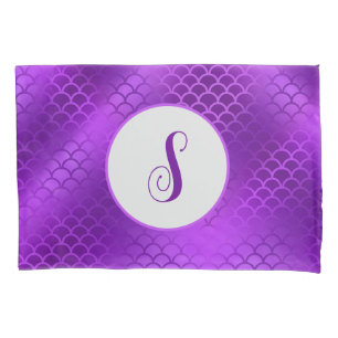 Housse D'oreillers Motif des échelles de sirène violet initiales pers