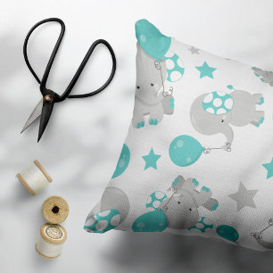 Housse D'oreillers Motif Des Eléphants, Eléphants Mignons - Gris Bleu