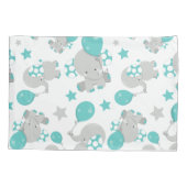 Housse D'oreillers Motif Des Eléphants, Eléphants Mignons - Gris Bleu (Dos)