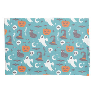 Housse D'oreillers Motif d'Halloween Turquoise amusant
