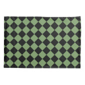 Housse D'oreillers Motif diamant à carreaux verts (Dos-gauche)