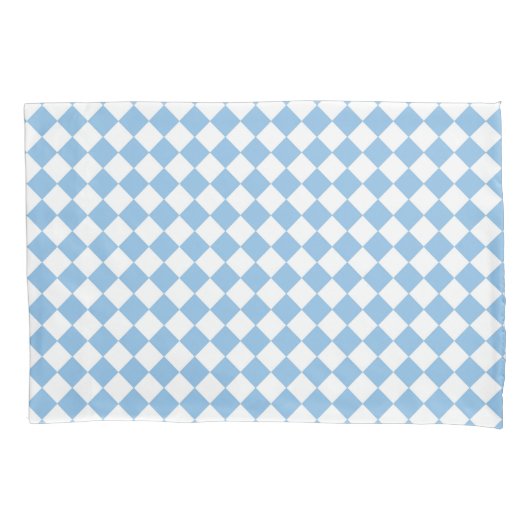 Housse D'oreillers Motif diamant de damier bleu et blanc (devant-gauche)
